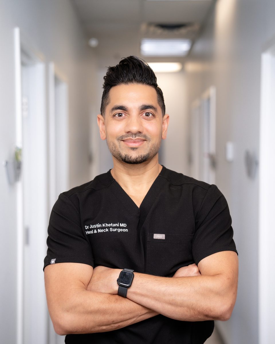 Dr. Justin Khetani, otolaryngologist and head and neck surgeon, at his Burlington clinic
